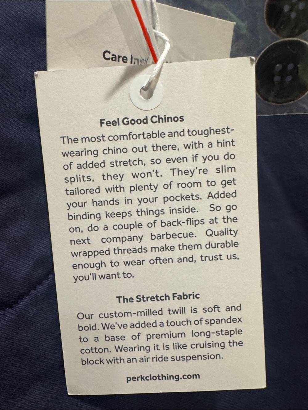 Perk NWT Stretch Chino Pants Navy Blue Slim Fit Men’s Size 36X32 - Picture 4 of 7